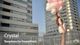  Presentation with high rise building - Colorful PPT layouts enhanced with beautiful young girl holding colored balloons over high-rise building urban teenage background toned backdrop and a gray colored foreground