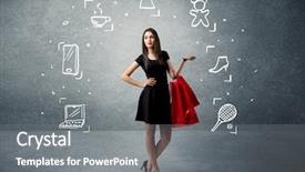  Presentation with tennis shoes - Colorful slide set enhanced with black standing with red backdrop and a gray colored foreground