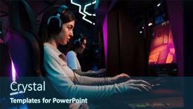  Presentation with club - PPT theme having beautiful-young-girl-in-headphones background and a ocean colored foreground