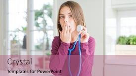  Presentation with medical hand - Slide set enhanced with beautiful young girl kid checking health using medical stethoscope cover mouth with hand shocked with shame for mistake expression of fear scared in silence secret concept background and a coral colored foreground