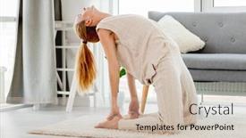  Presentation with yoga - Colorful PPT theme enhanced with beautiful-young-girl-making-yoga backdrop and a soft green colored foreground