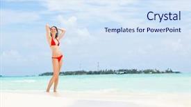  Presentation with beautiful skin and beach - PPT layouts consisting of bright colorful halloween theme candy background and a coral colored foreground