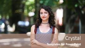  Presentation with street - Slide deck consisting of beautiful-young-girl-standing background and a coral colored foreground