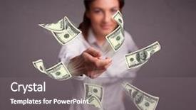  Presentation with money - Slide deck with beautiful young girl throwing money background and a gray colored foreground