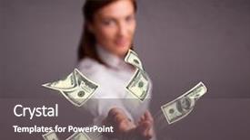  Presentation with debt management money - Cool new PPT layouts with beautiful young girl throwing money backdrop and a gray colored foreground