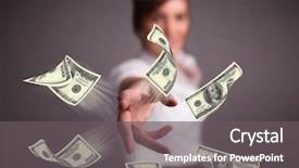  Presentation with money - Cool new theme with beautiful young girl throwing money backdrop and a gray colored foreground