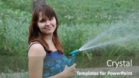  Presentation with ukraine - Audience pleasing presentation design consisting of beautiful young girl watering garden near kiev ukraine backdrop and a tawny brown colored foreground