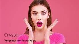  Presentation with cosmetics beauty - Amazing presentation theme having beautiful-young-girl-with-bright backdrop and a coral colored foreground