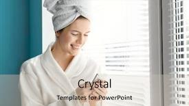  Presentation with mobile home - Colorful slide set enhanced with beautiful young girl with mobile backdrop and a lemonade colored foreground