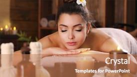  Presentation with table salt - Beautiful PPT theme featuring beautiful young girl with towel backdrop and a coral colored foreground