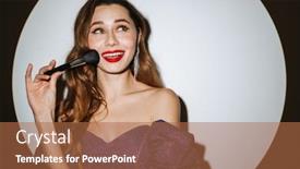  Presentation with cocktail party - Presentation theme enhanced with beautiful-young-glamorous-woman-wearing background and a coral colored foreground