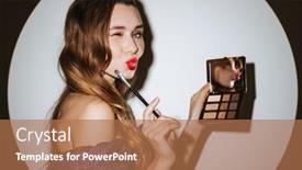  Presentation with cocktail party - Beautiful slide deck featuring beautiful-young-glamorous-woman-wearing backdrop and a coral colored foreground