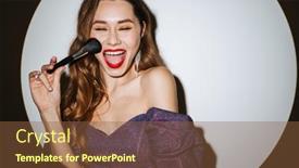  Presentation with cocktail party - PPT theme with beautiful-young-glamorous-woman-wearing background and a tawny brown colored foreground