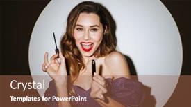  Presentation with cocktail party - Beautiful presentation theme featuring beautiful-young-glamorous-woman-wearing backdrop and a tawny brown colored foreground