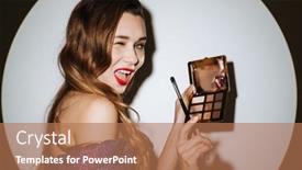  Presentation with cocktail party - Presentation theme featuring beautiful-young-glamorous-woman-wearing background and a coral colored foreground