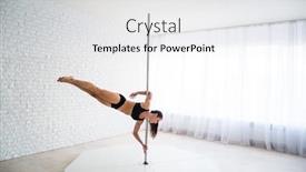  Presentation with dancing - Colorful PPT layouts enhanced with beautiful-young-gymnast-dancing-poledance backdrop and a white colored foreground