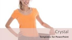  Presentation with lost - PPT theme having beautiful young healthy girl isolated over white have lost weight background and a lemonade colored foreground
