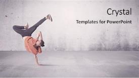  Presentation with hip hop - Presentation theme having beautiful young hip hop dancer dancing contemporary urban street dance in empty clear grey wall background concept background and a white colored foreground