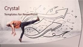  Presentation with hip hop dancing - PPT theme with beautiful young hip hop dancer background and a  colored foreground