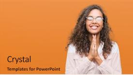  Presentation with black woman praying - Slides enhanced with beautiful young hispanic woman praying background and a gold colored foreground