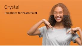  Presentation with confident young hispanic woman - Slides enhanced with beautiful young hispanic woman wearing glasses looking confident with smile on face pointing oneself with fingers proud and happy background and a gold colored foreground