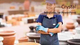  Presentation with home garden - Presentation theme consisting of beautiful young home and garden store business owner background and a coral colored foreground