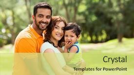  Presentation with indian - Slide set having beautiful young indian family outdoors background and a yellow colored foreground