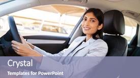  Presentation with indian woman - Beautiful theme featuring beautiful young indian woman driving a car backdrop and a light blue colored foreground