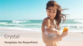  Presentation with beautiful skin - Presentation theme having beautiful-young-latin-woman-applying background and a lemonade colored foreground