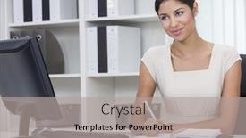  Presentation with latina - PPT theme enhanced with beautiful young latina hispanic woman background and a light gray colored foreground