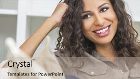  Presentation with latina - PPT theme consisting of beautiful young latina hispanic woman background and a mint green colored foreground