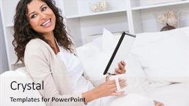  Presentation with beautiful hispanic woman - Colorful theme enhanced with beautiful young latina hispanic woman backdrop and a lemonade colored foreground