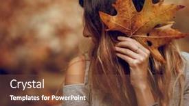  Presentation with maple leaf - Beautiful slides featuring beautiful-young-model-posing backdrop and a tawny brown colored foreground