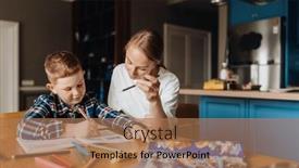  Presentation with homework - Theme consisting of beautiful-young-mother-helping background and a coral colored foreground