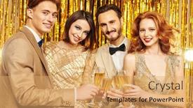  Presentation with gala - Presentation design consisting of beautiful-young-people-in-luxury background and a coral colored foreground