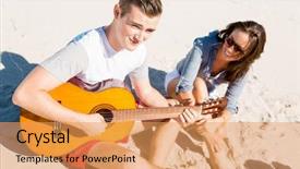  Presentation with guitar - Amazing slide set having beautiful young people with guitar backdrop and a  colored foreground