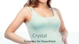  Presentation with pregnant woman - Presentation theme featuring beautiful young pregnant woman isolated against studio background background and a soft green colored foreground