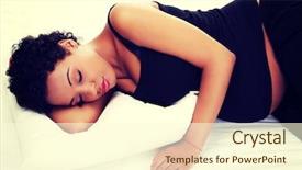  Presentation with pregnant woman cleaning - Beautiful presentation theme featuring beautiful young pregnant woman lying backdrop and a cream colored foreground