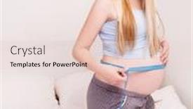  Presentation with measuring - PPT layouts consisting of waist circumference - beautiful young pregnant woman background and a lemonade colored foreground