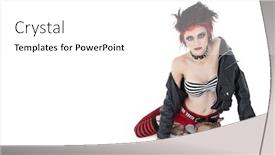 Presentation with punk - PPT layouts enhanced with beautiful young punk woman sitting over white background background and a white colored foreground