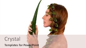  Presentation with soothing - Theme with beautiful-young-red-hair-woman background and a soft green colored foreground