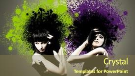  Presentation with sexy - Cool new PPT theme with beautiful young sexy woman art backdrop and a violet colored foreground