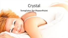  Presentation with dreams - Theme with beautiful young sleeping woman seeing sweet dreams background and a white colored foreground