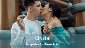  Presentation with cotton candy - Presentation design with beautiful-young-smiling-couple-walking background and a teal colored foreground