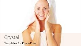  Presentation with complete - Audience pleasing slide deck consisting of beautiful young spa woman on white from a complete series of photos backdrop and a lemonade colored foreground