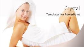  Presentation with complete - Presentation theme with beautiful young spa woman on white from a complete series of photos background and a white colored foreground