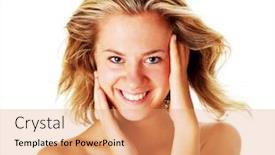  Presentation with complete - Theme consisting of beautiful young spa woman on white from a complete series of photos background and a coral colored foreground