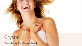  Presentation with complete - Slides enhanced with beautiful young spa woman on white from a complete series of photos background and a coral colored foreground