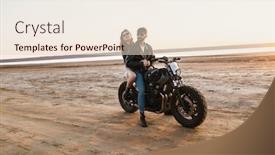  Presentation with motorbike - Audience pleasing presentation theme consisting of beautiful-young-stylish-couple-enjoying backdrop and a lemonade colored foreground
