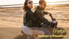  Presentation with motorbike - Cool new presentation design with beautiful-young-stylish-couple-enjoying backdrop and a tawny brown colored foreground